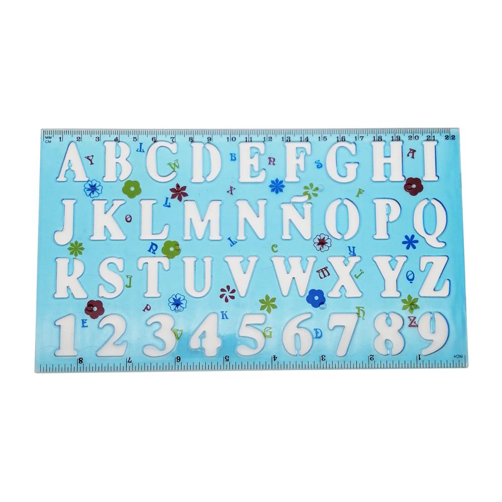 Classic 22cm length plastic letter drawing stencil ruler for children