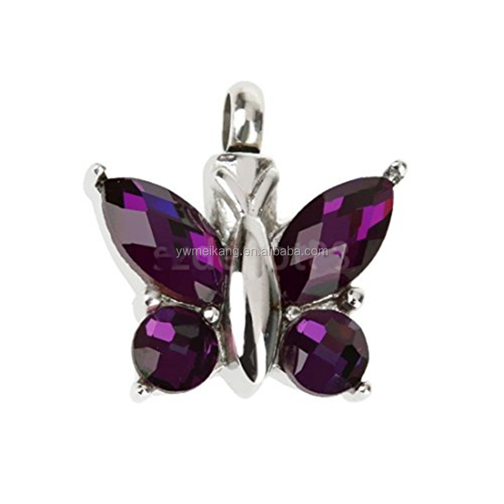 Кремации пепел Jewellery Keepsake ожерелье урна "Фиолетовая бабочка"