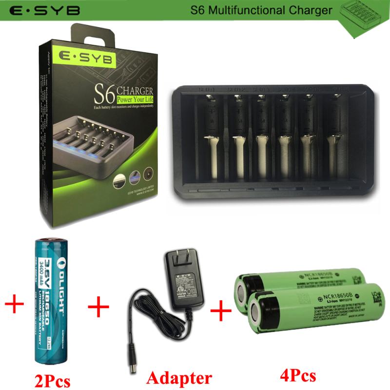 ESYB S6 быстрое зарядное устройство для AA AAA Li-Ion NiCd NiHM + 6 батарей 18650