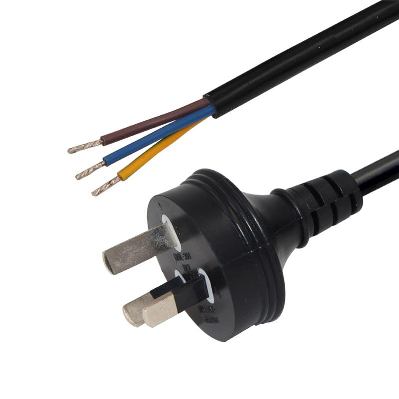Australian Electrical 3 pin SAA Plug Power Cord To Open Wires Replacement Stripped and Tinned