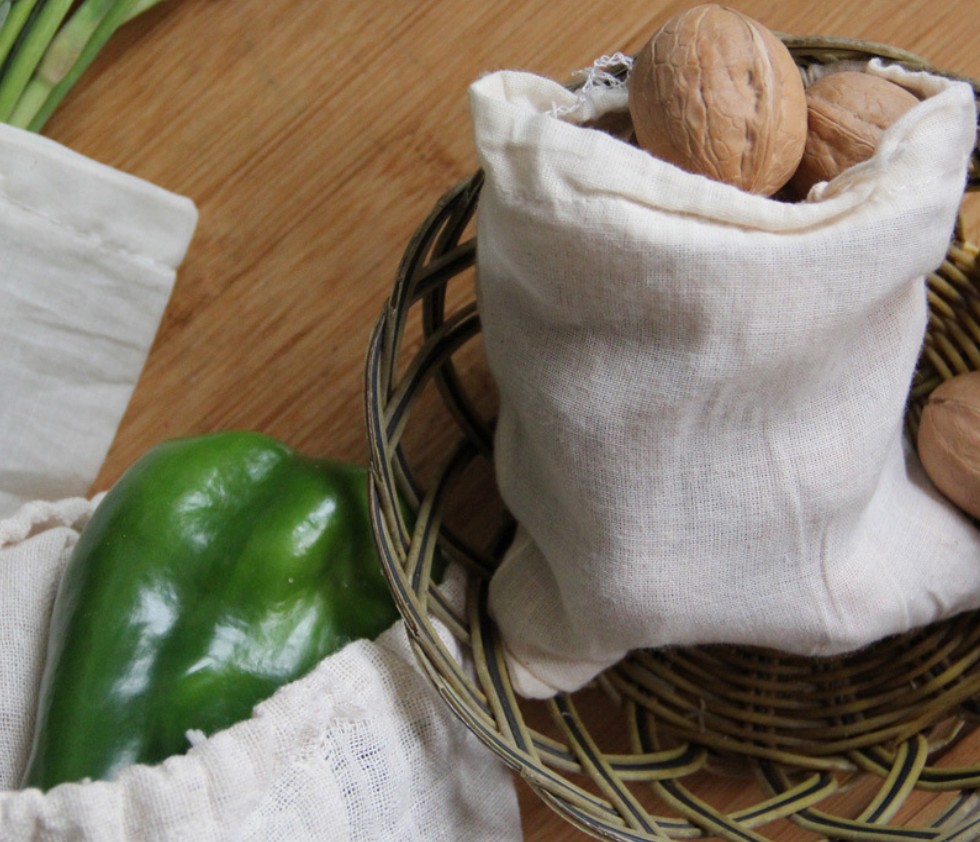 Биоразлагаемая многоразовая продукция из органического хлопка, Сетчатая Сумка на шнурке для овощей и фруктов
