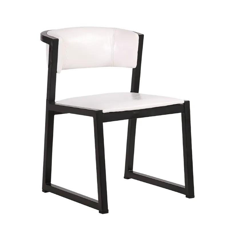 Modern Cafe Hotel Restaurant Upholstered Metal Leather Dining Chair