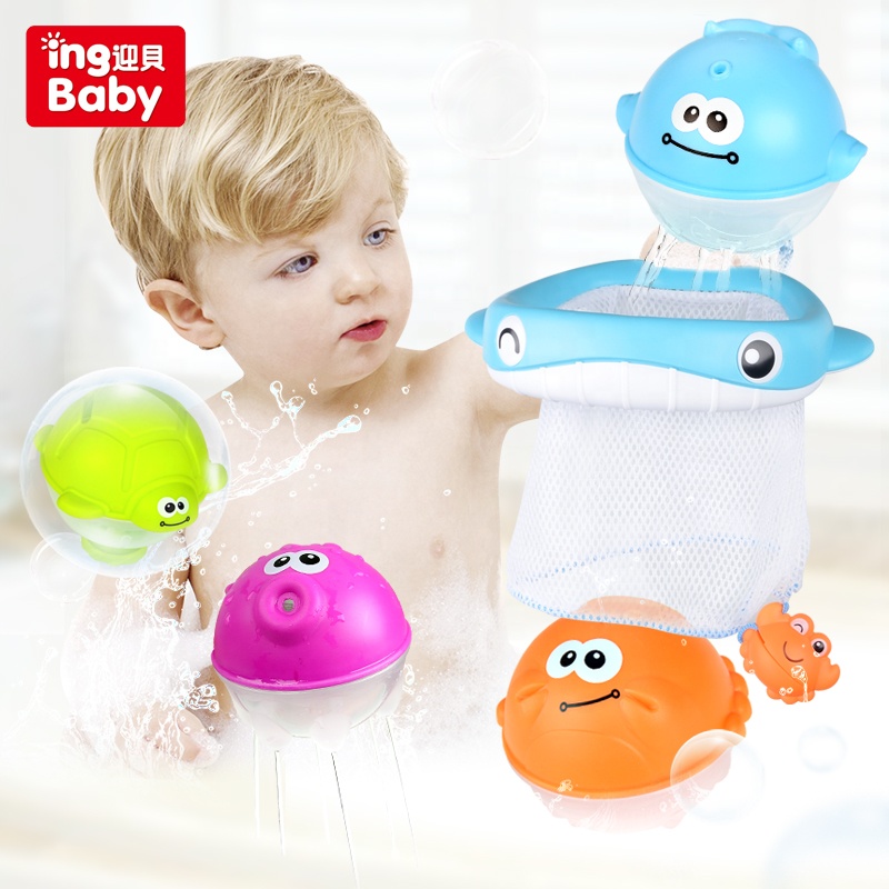 Игра для рыбалки с ккитами ingbaby, мяч-краб для пляжа, корзина для водяной съемки с распылителем и ловим рыбу, наборы игрушек для ванны и ванны