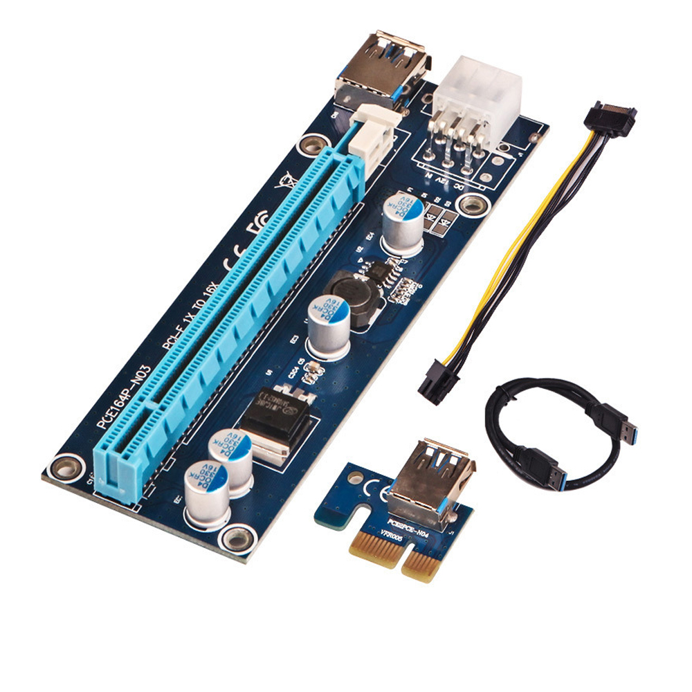 С USB 3,0 синий v 7 Новый 6-Pack PCI-E 16x к 1x Powered Riser 6 pin PCIe и SATA