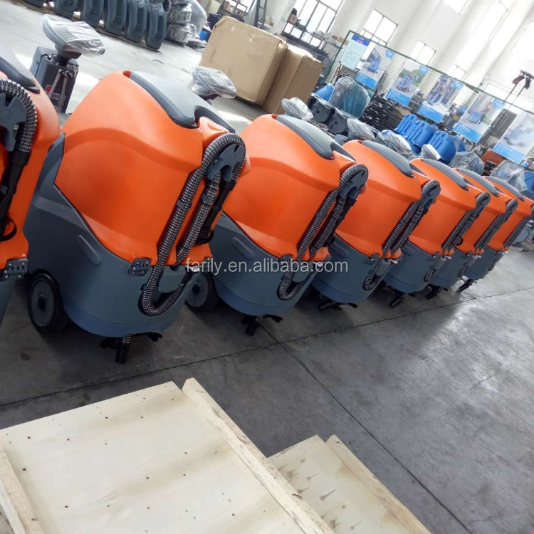 Ride-on rotary floor scrubber for cleaning and drying shopping mall station airport
