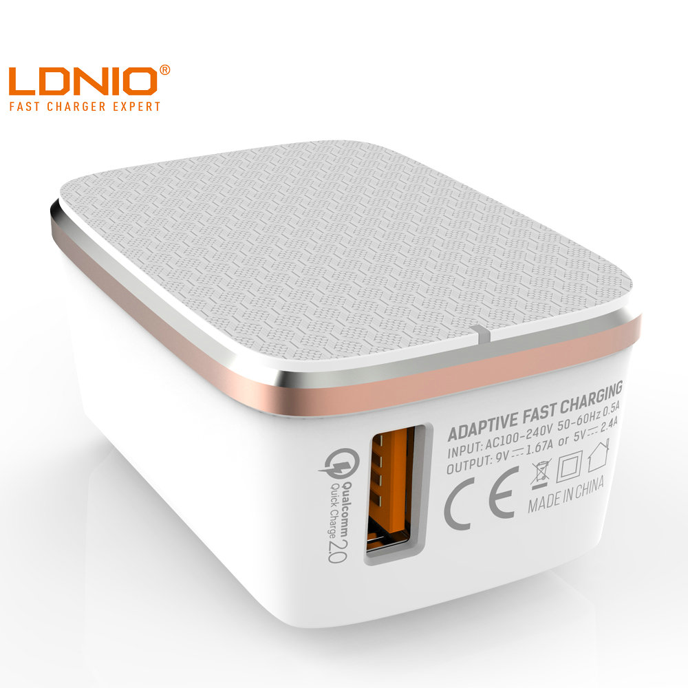 Настольное USB-зарядное устройство LDNIO A1204Q с одним портом быстрой зарядки QC3.0 для сотового телефона Xiaomi/Huawei/Vivo
