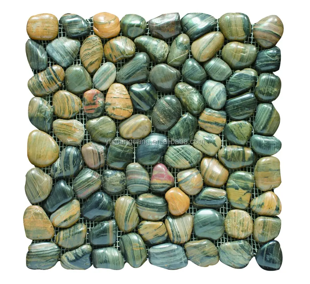 high polished super grade luxury decorative pebble stone with net