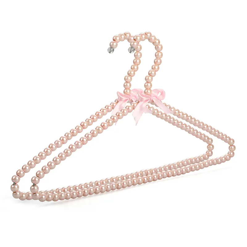 Elegant Glam Large Bead Light Pink Pearl Wedding Dress Tops Hangers with Matching Bow