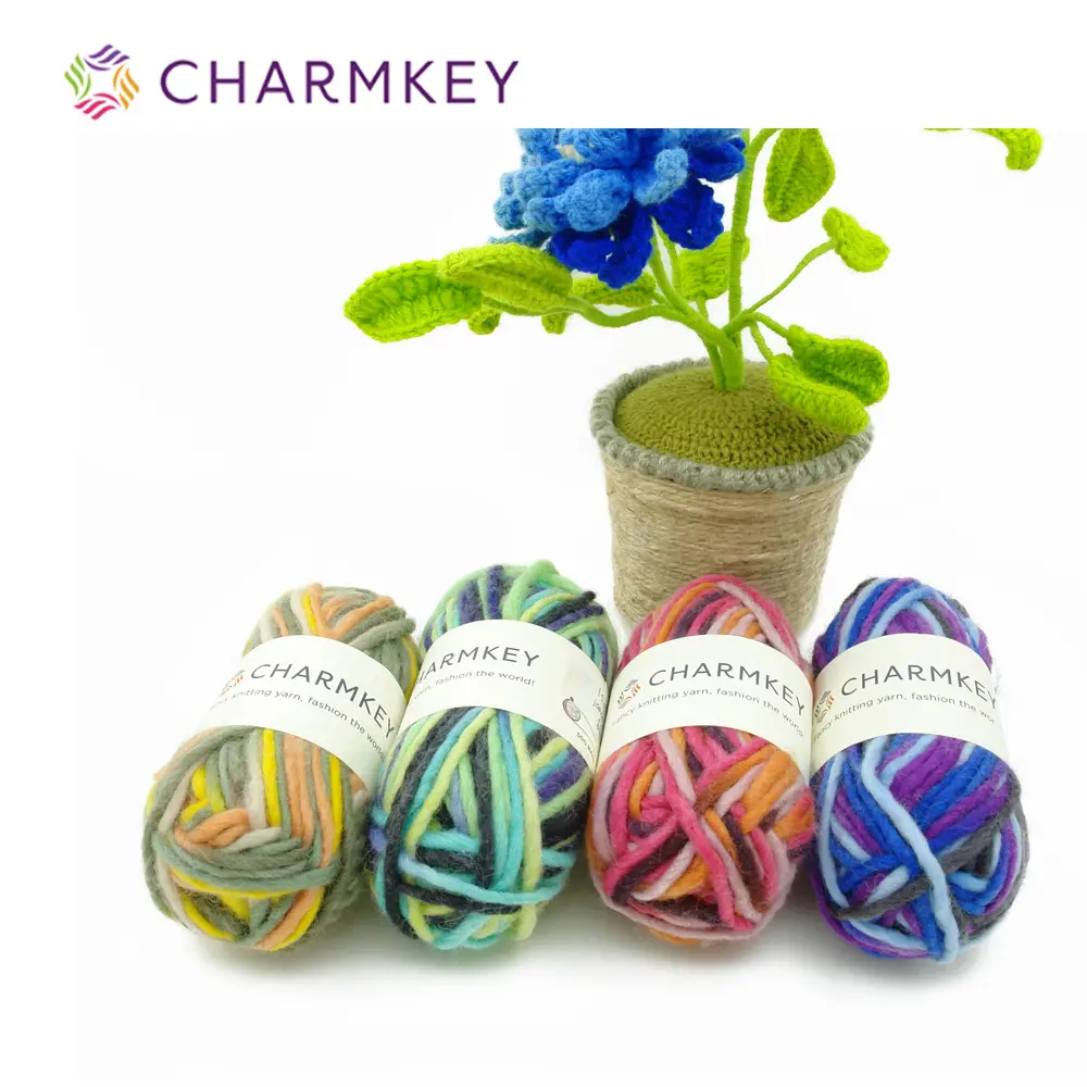 Charmkey Giant 100% Merino Wool Yarn Melange Yarn for Hand Knitting