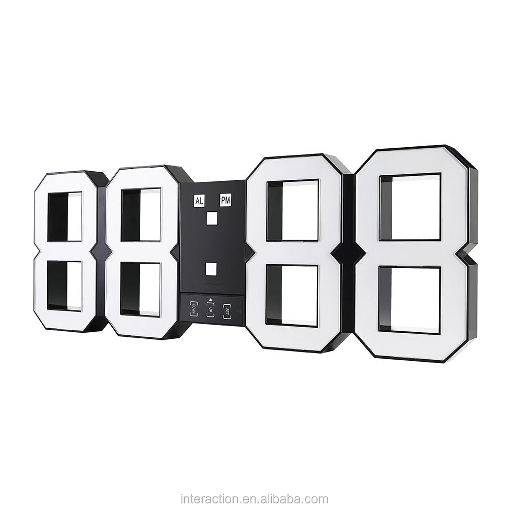 Jumbo 3D LED Wall Clock With Remote Control Large Decorative LED Wall Mounted Clock