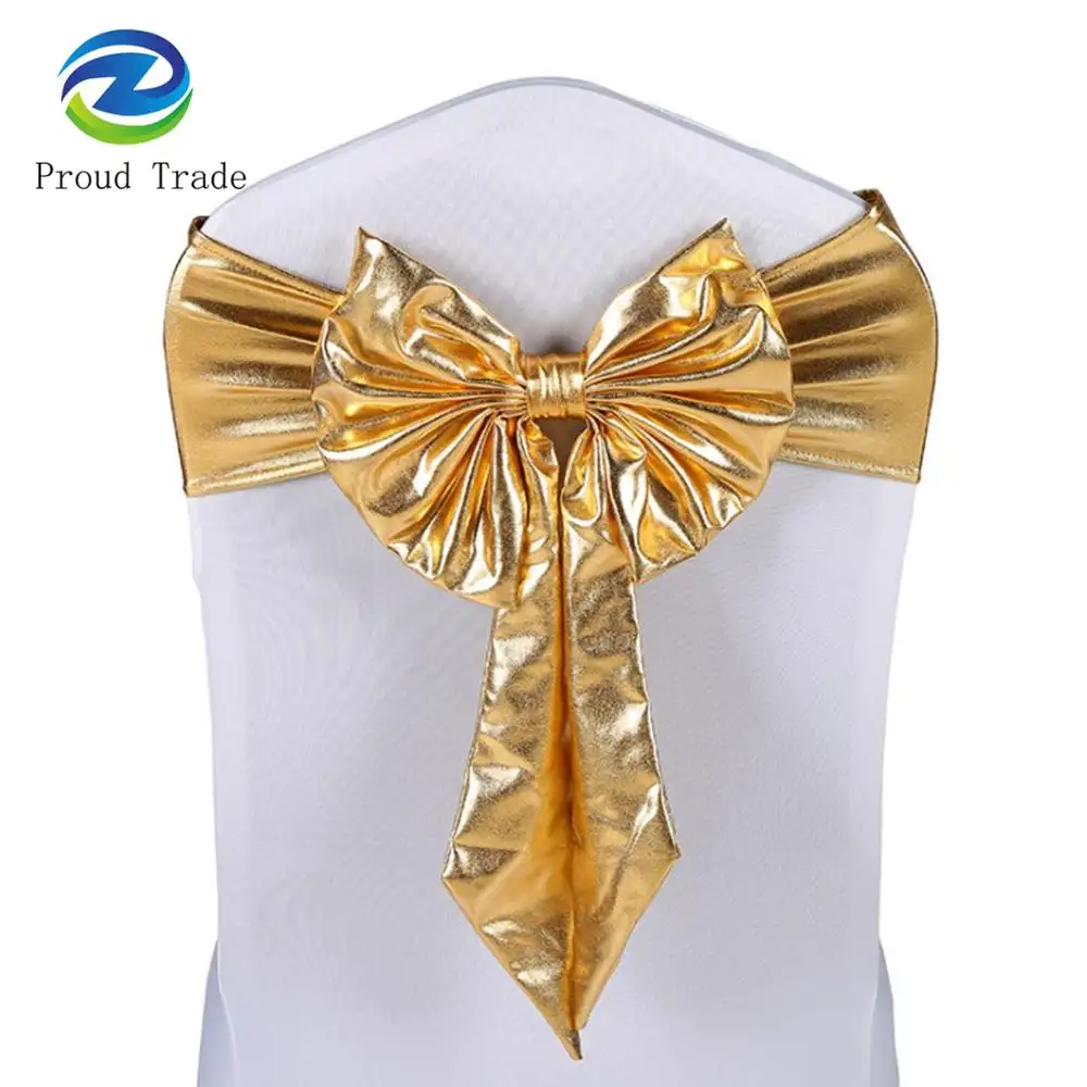 Multicolor metallic gold spandex cheap chair sashes for sale