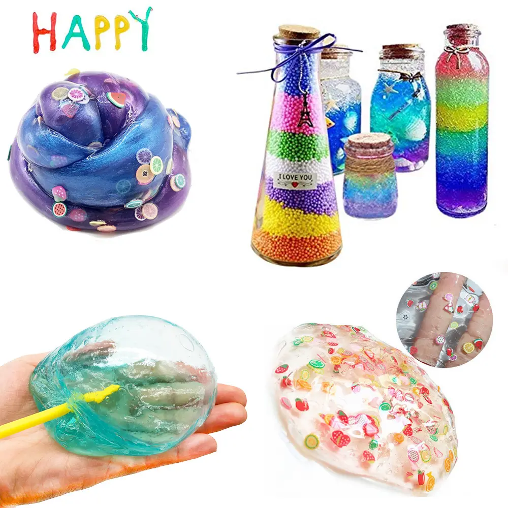 2021 Amazon DIY Foam Glitter Beads Custom 18 Colorful Kids Making Crystal Slime Kit Toy
