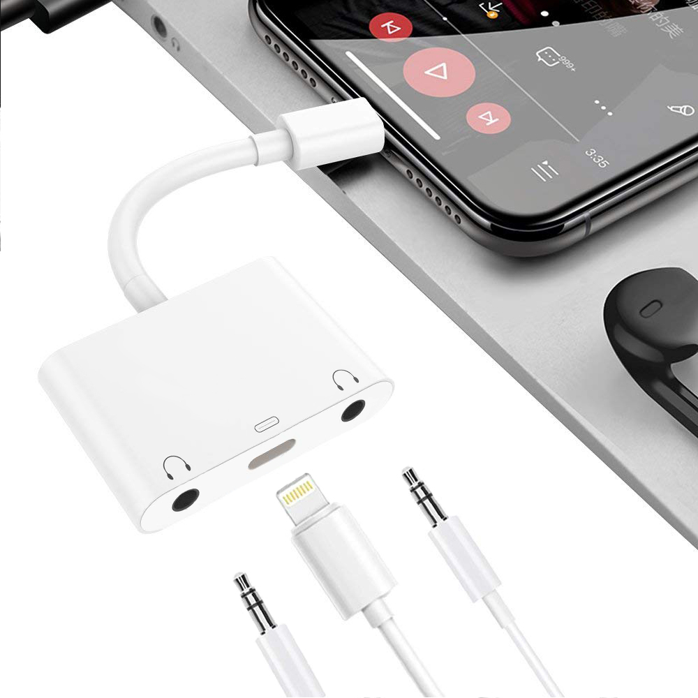 Lightning 3,5 мм с разъемом подачи внешнего сигнала Aux адаптер для iPhone Двойной разъем для наушников аудио конвертер
