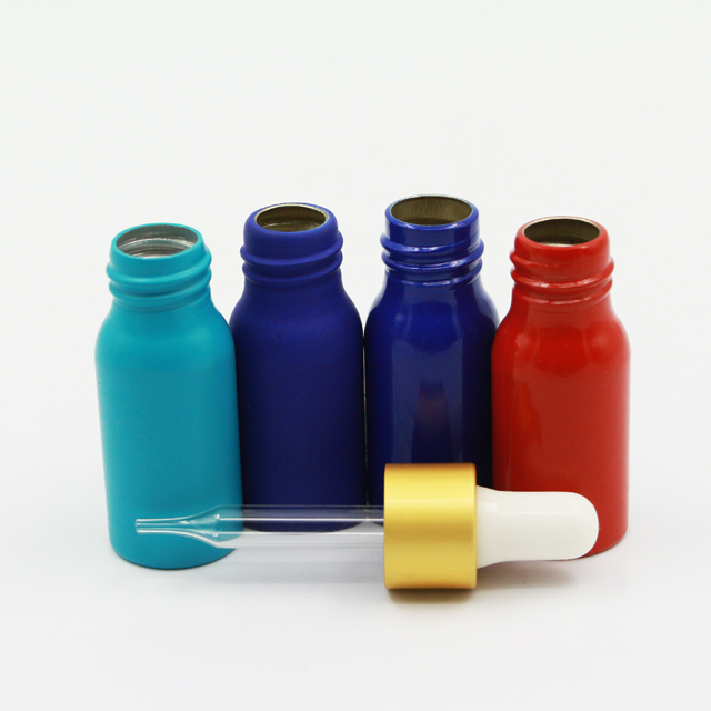 Empty aluminum cosmetic bottle essential oil bottle dropper bottle 30ml with aluminum dropper