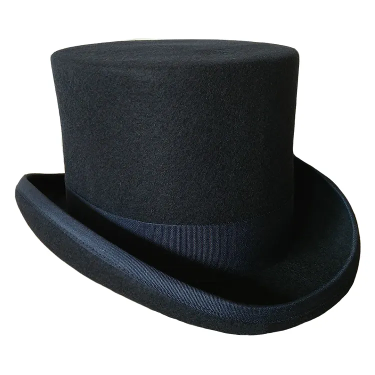 Vintage Classic 100% Wool Felt Black Top Hat Felt Men Gents Formal Tuxedo Topper Top Hat BLACK Female Hat