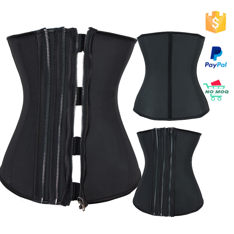 Пользовательские Этикетки женщина shaper 25 сталь boned черный латекс zip талии тренер