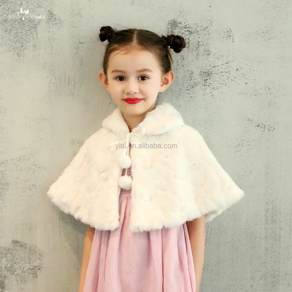 LZP258 Beautiful And Lovely Girls Shawls White Fur Bolero Winter Cape