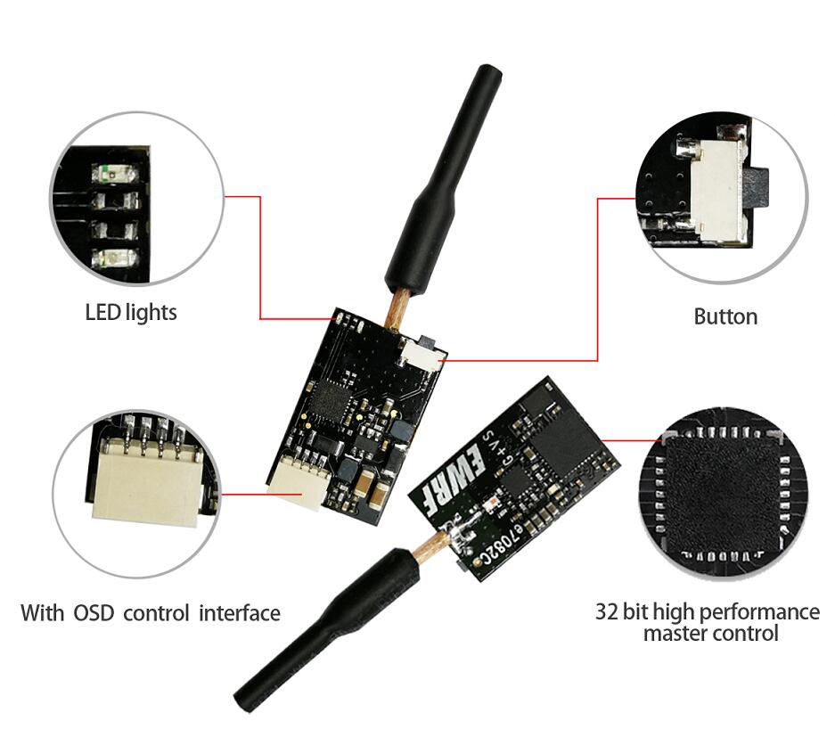 Передатчик EWRF e7082C 5,8G 48CH VTX FPV 25/100/200 мВт/выкл., режим PitMode, поддержка Betaflight/Cleanflight OSD DC 5-24 В, запчасти для радиоуправляемых моделей