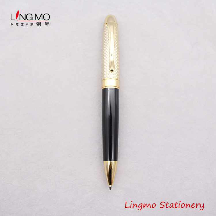 High Quality Engraving Black Gold Color Ball Pen from Lingmo Ballpoint Pen with Custom Logo