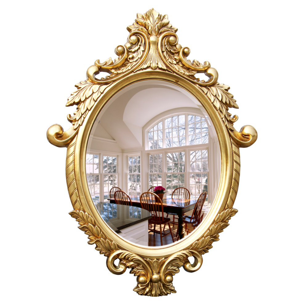 New design gold PU mirror with frame hot sale PU decorative mirror