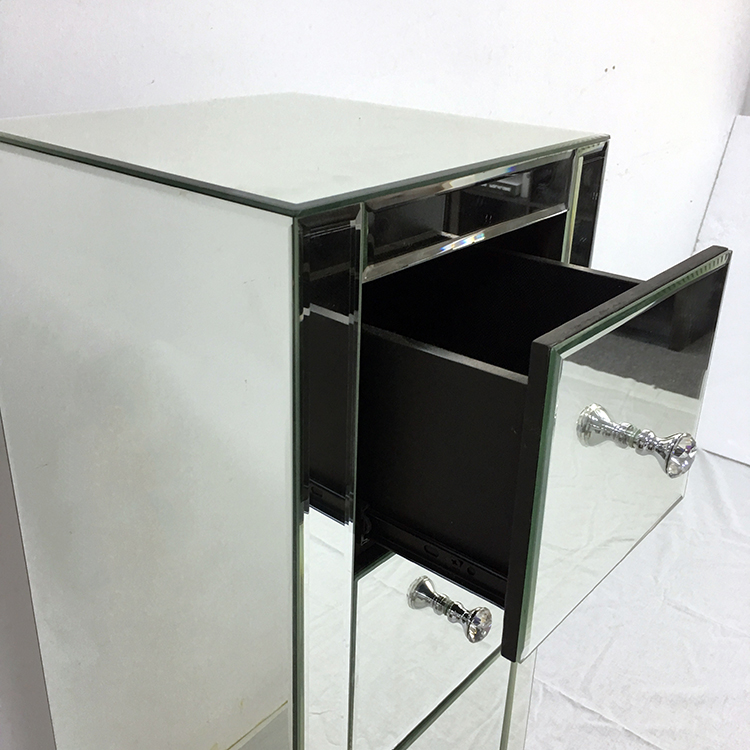 Belleworks 5 Drawers Dresser Silver Crystal Mirrored Cabinet Furniture For Living Room/Bedroom