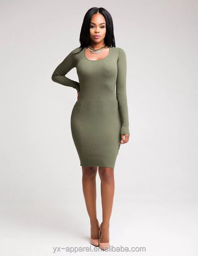 Сексуальная мода с длинным рукавом вырезать клуб вечерние партии бинты bodycon midi платья для женщин