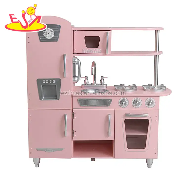 2018 Hot Pink Wooden Modern Kitchen Toy Set For Girls W10C363