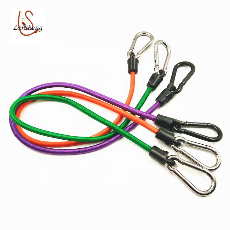 9mm Tight Elasticity Not Easily Deformed Carabiner Hook Bungee Cord For Luggage
