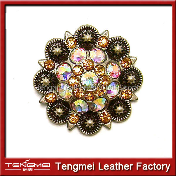 Аксессуары для западных ремней, Cowgirl Rhinestone, античная коричневая ягода Concho с кристаллом