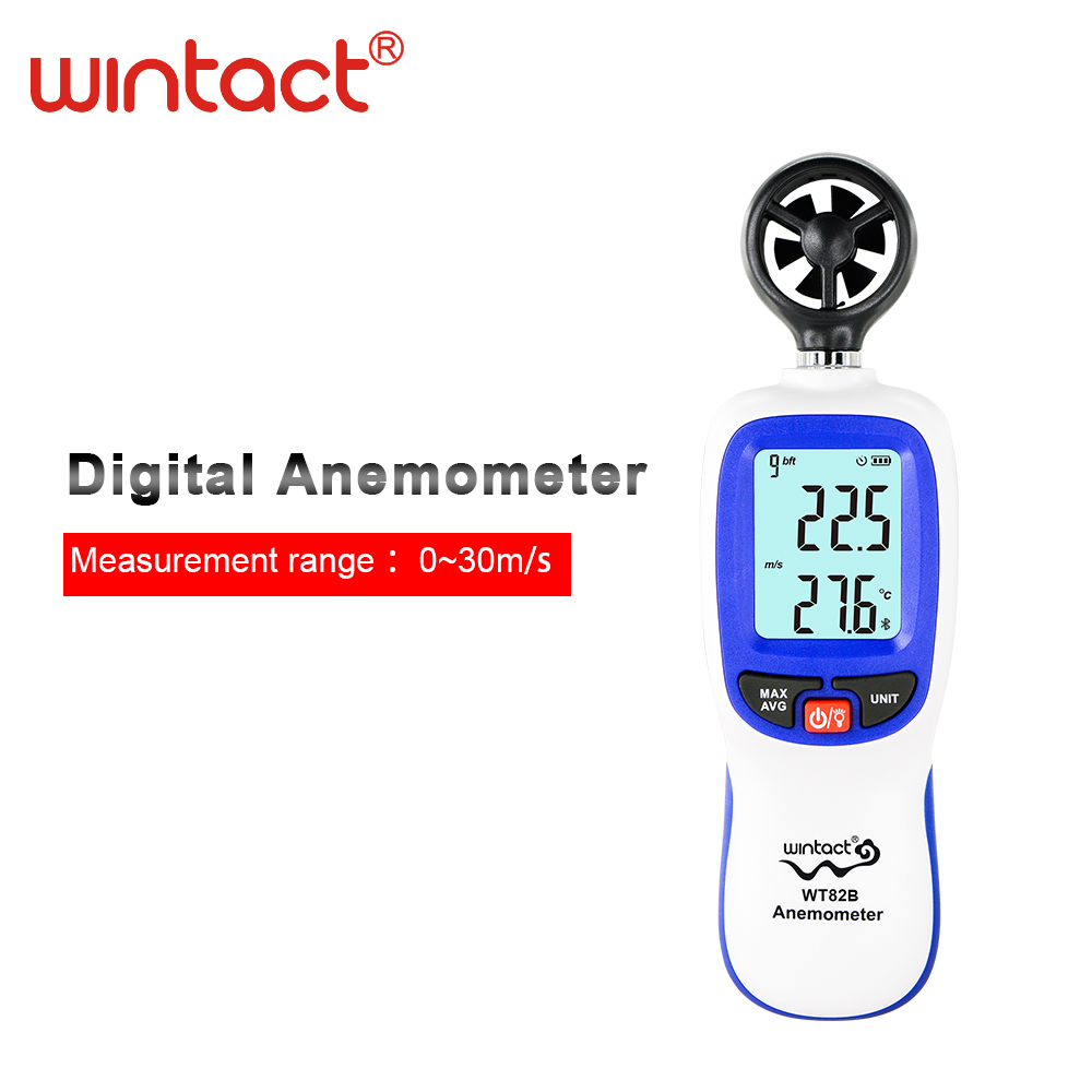 WINTACT WT82B цифровой Bluetooth Анемометр Термометр Мини Ветер скорость воздуха Датчик метр Windmeter температура тестер