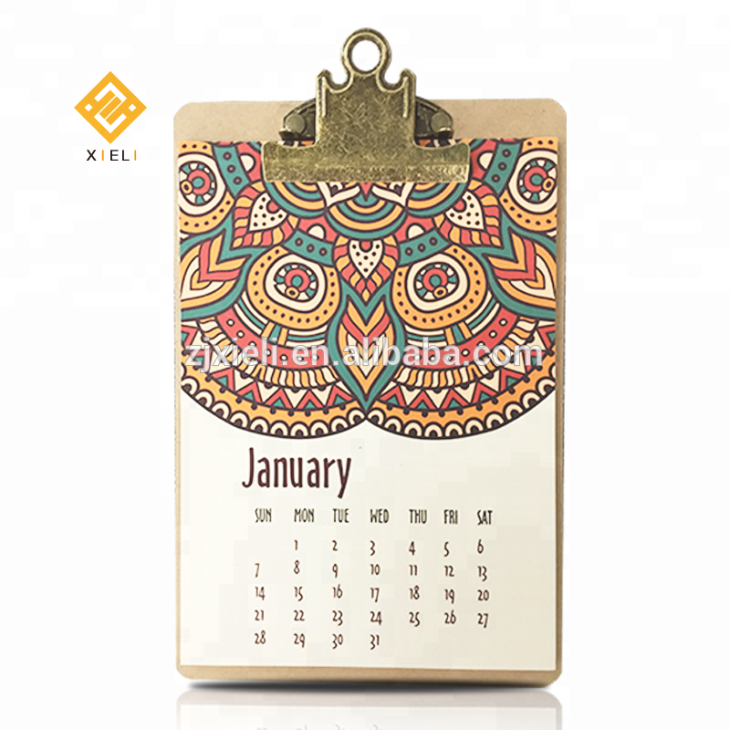 2018 new product a4 a5 a6 wooden storage clipboard with metal clipboard clips