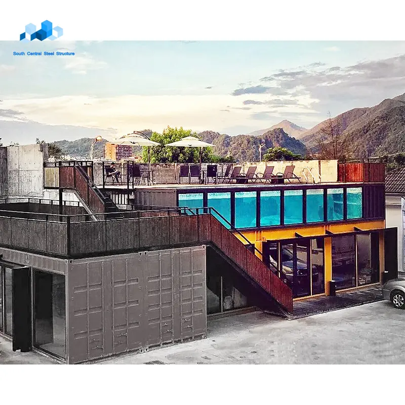 customized luxury prefab house with container pool