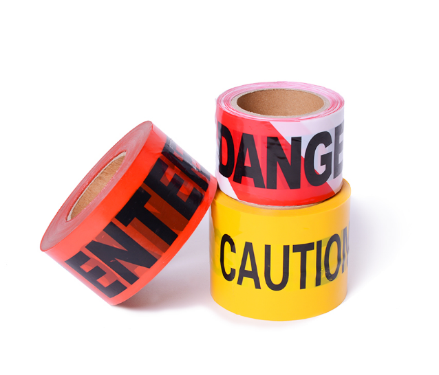 Blue And White Caution Barricade Tape