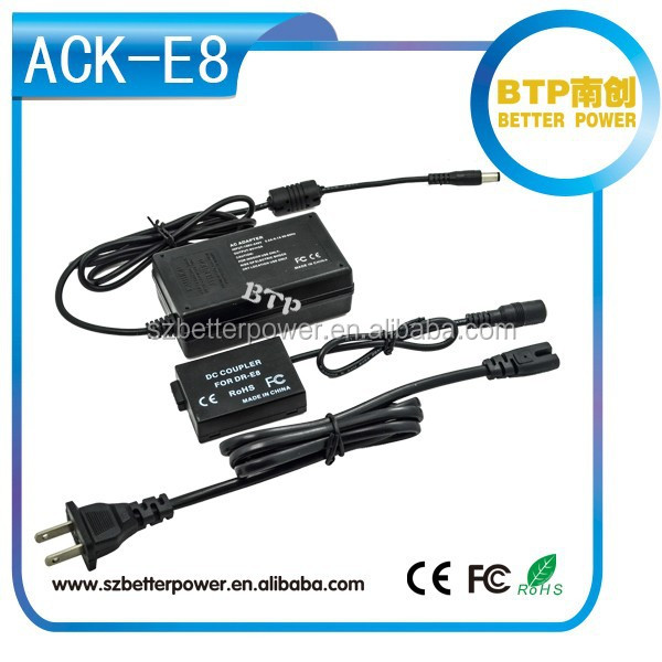 Ответвитель для питания камеры DC Аккумуляторная батарея адаптер ACK-E8 для canon LP-E8 550D 600D 650D