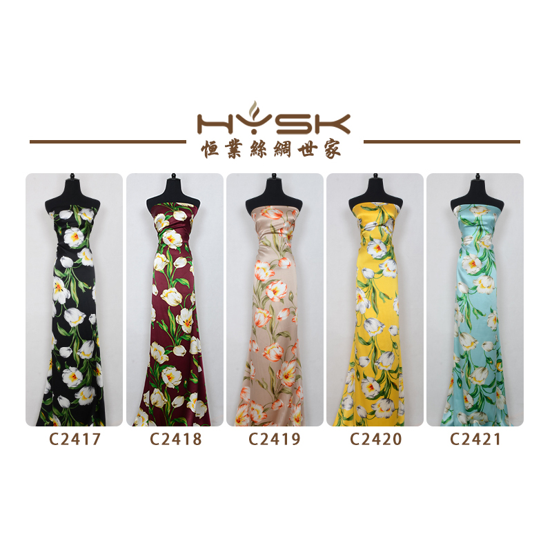 Hysilk 100% чистая шелковая атласная ткань с ручным принтом тутового шелкопряда C2417