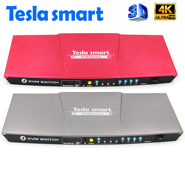 Tesla Smart 4x1 USB HDMI KVM переключатель-KVM/Аудио/USB коммутатор-4 порта