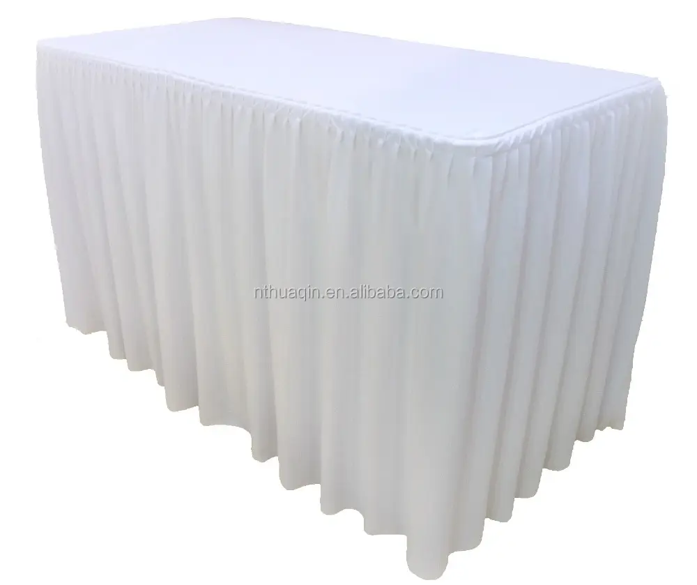 Handmade Solid Polyester  Wedding Rectangle Table Skirting Designs Table Skirt