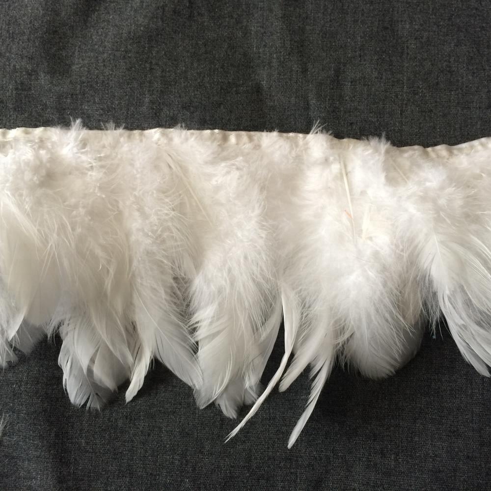 White Rooster Cock feather Fringe trimming