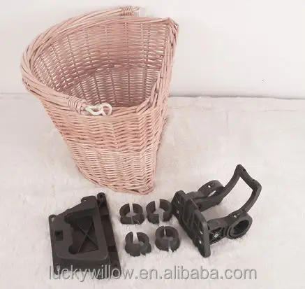 half round willow bicycle basket with quick release bracket