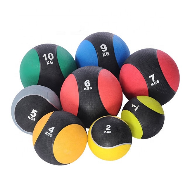 Gym Fitness Equipment Customized Logo 2 Colors Rubber Medicine Ball