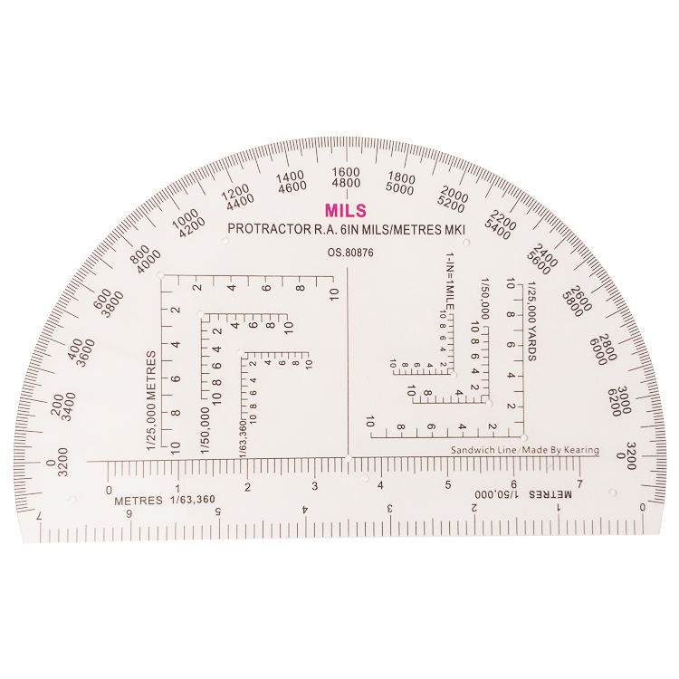 MR04 military map scale protractor yards 1/50,000 military professional use plastic scale