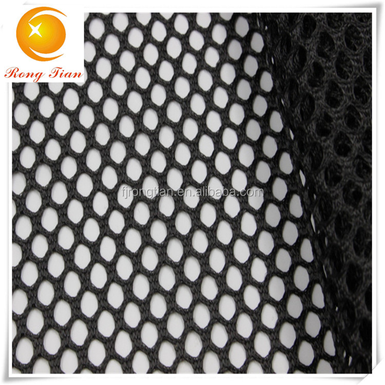 100% polyester tricot large hole hex mesh fabric for shoes