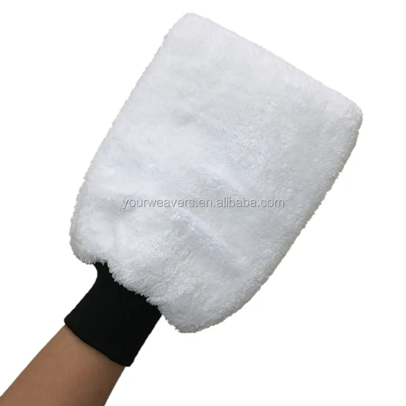 Good Price Auto Detailing Wheel Cleaning White Color Super Thick Plush Chenille Microfibre Car Wash Mitt For Detailing