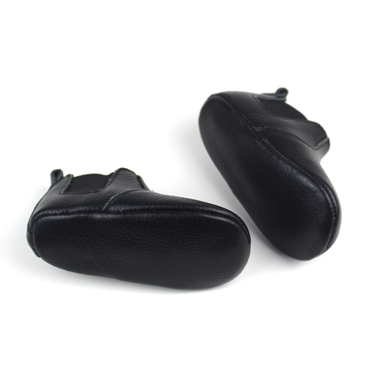Wholesale black Genuine Cow Leather soft sole baby leather boots shoes for boy and girl