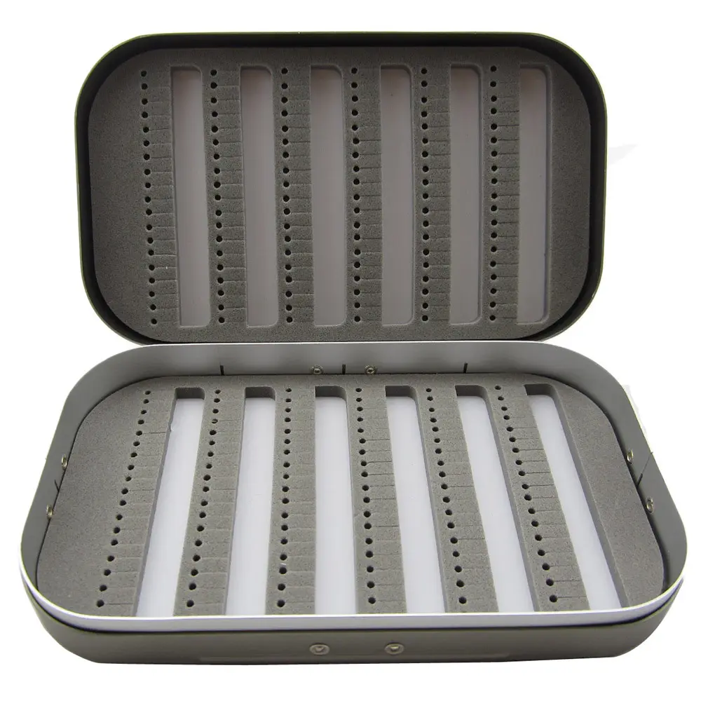 The classic aluminium fly box with slit foam hook storage case portable box B06