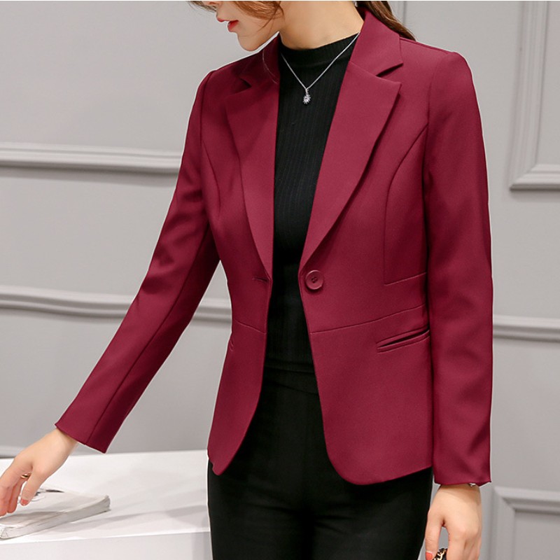 YSMARKET 6 Color Spring Autumn Suit Jacket Female Slim Temperament Sweet Ladies Blazer Single Button Long sleeve Coat Femme