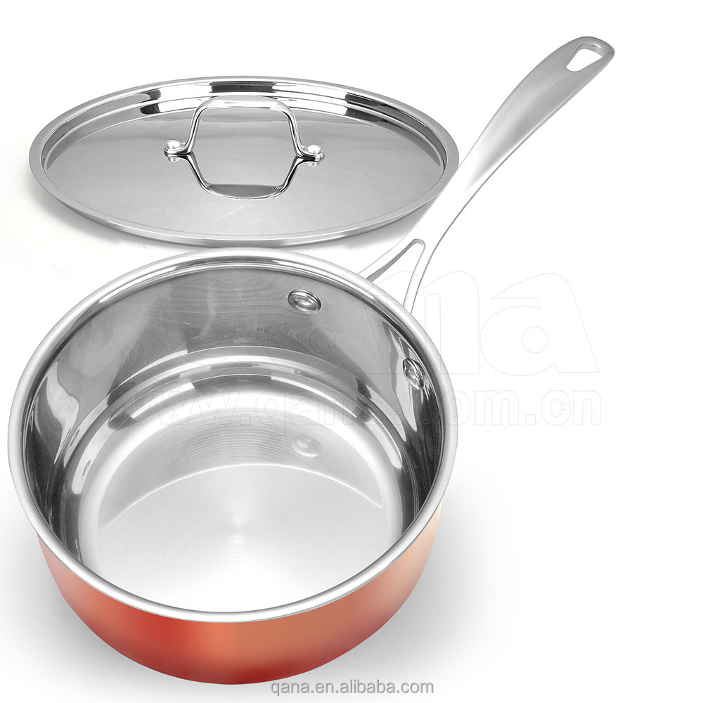 QANA Factory Wholesale OEM Copper Pot with Tri-ply Real Copper Cooking Pot Cookware Sets Fry Pans Pot Kitchen Tools