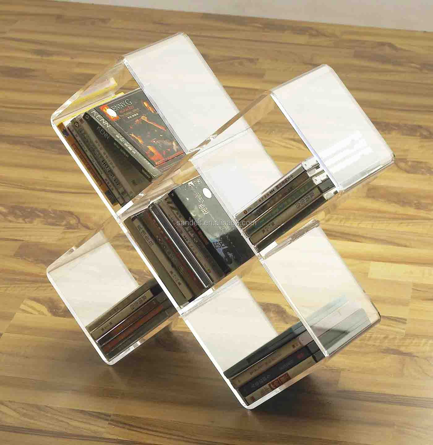Дешевые акрилового пластика ясно, уникальные CD Box напольные Lucite CD стойки