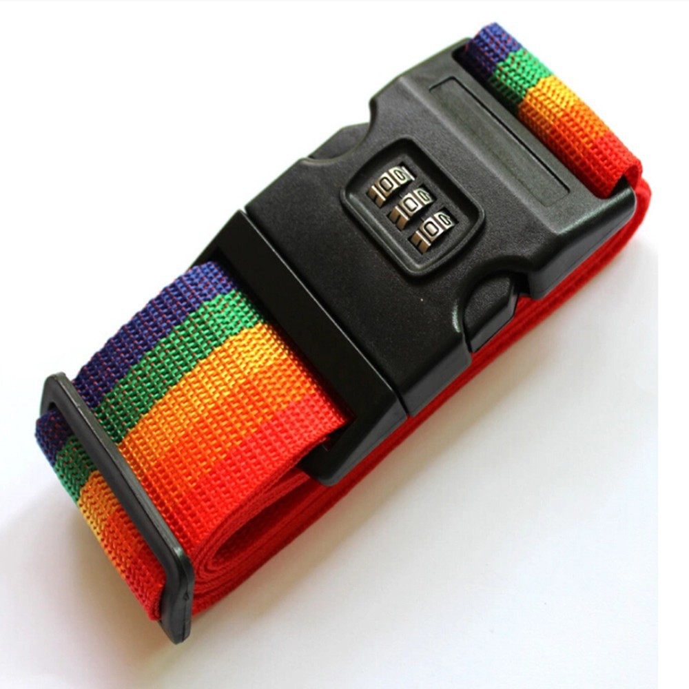 Baggage luggage packing suitcase strap secure password coded lock safe belt rainbow travel wholesale