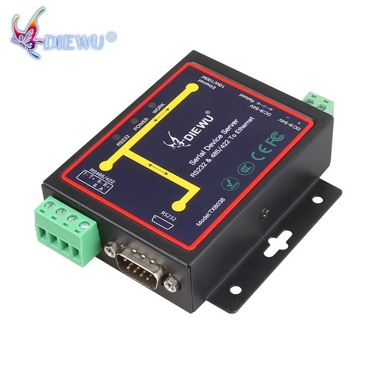 Промышленный преобразователь Diewu с RJ45 на RS232 RS485 ethernet на DB9 male